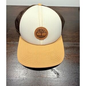 Timberland Mens Trucker Hat OSFM Cream Brown‎ Mesh Logo